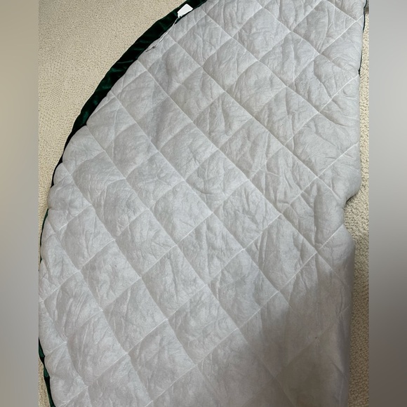Santas Best Multicolor Silk Tweed Green Velvet Tree Skirt Large 55 inch Vintage